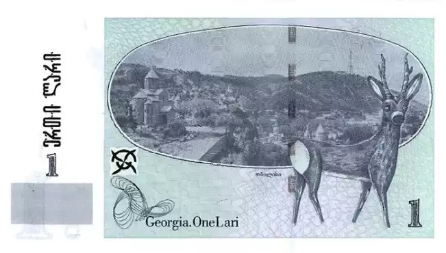 Купюра номиналом 1 грузинский лари, лицевая сторона